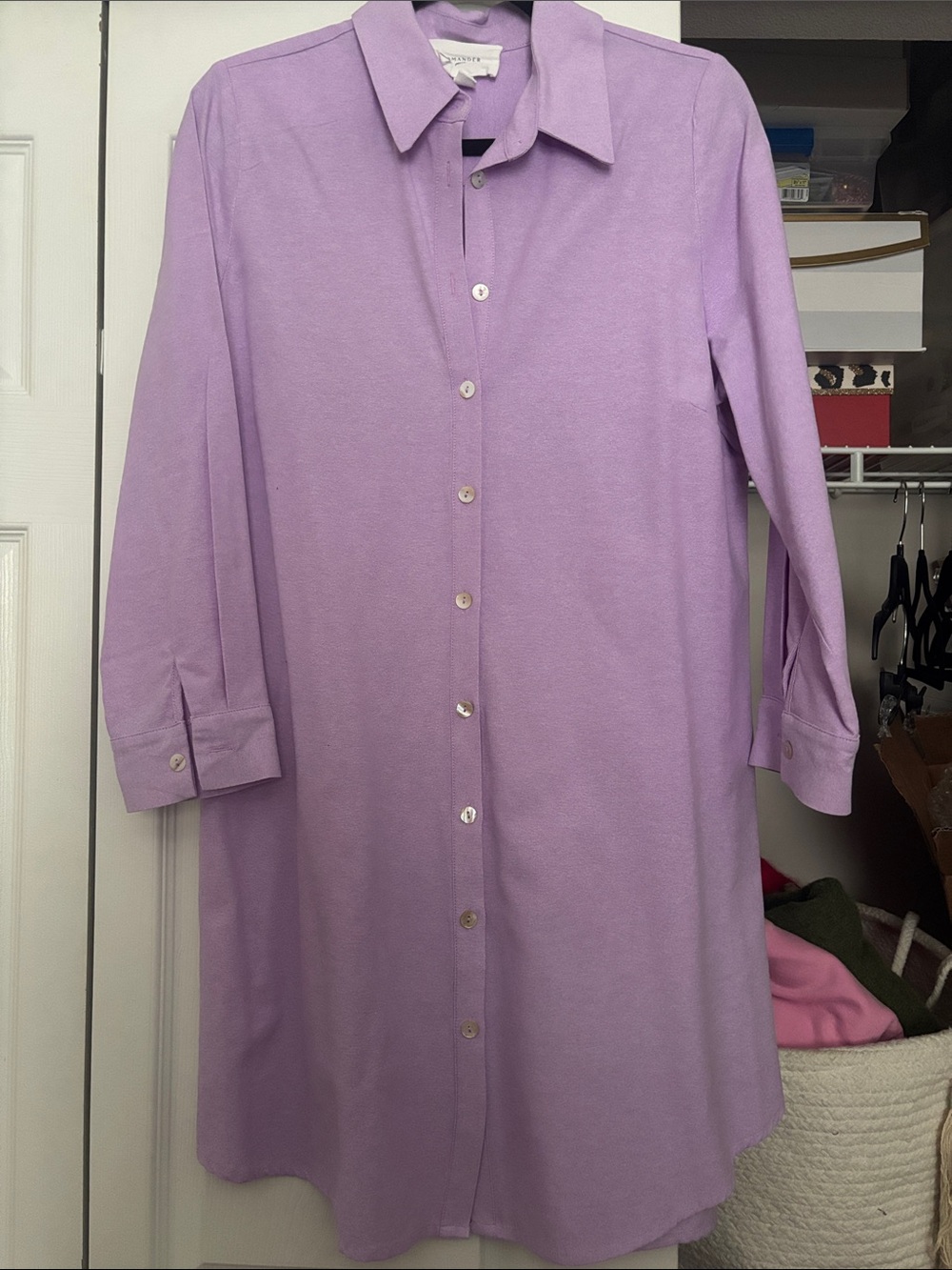 Tuckernuck Lilac Button-Down Shirt Dress size medium